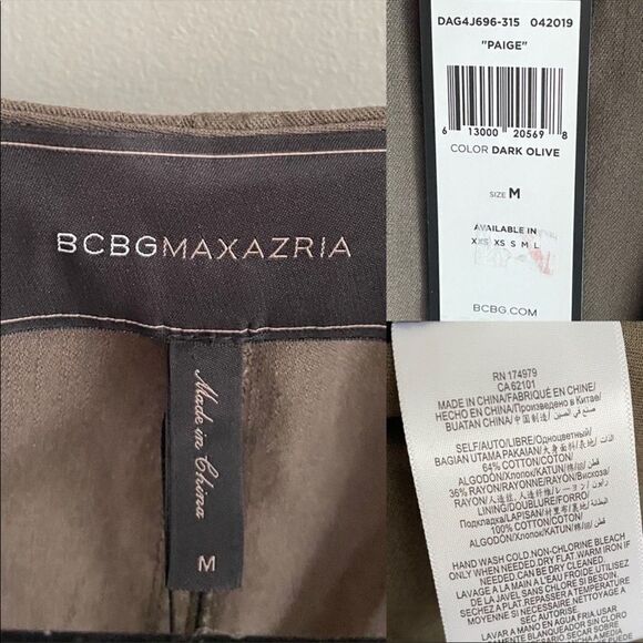 Bcbgmaxazria Olive Green 2-Pc Set Sleeveless Tank Top Sleeveless Long Vest 8 M - Picture 6 of 9